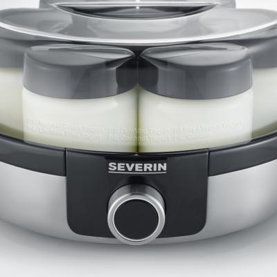 Severin JG3521 Yoghurtmaker 7 Serveerglazen Geborsteld RVS/Zwart Severin JG3521 Yoghurtmaker 7 Serveerglazen Geborsteld RVS/Zwart