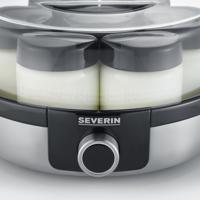 Severin JG3521 Yoghurtmaker 7 Serveerglazen Geborsteld RVS/Zwart - thumbnail