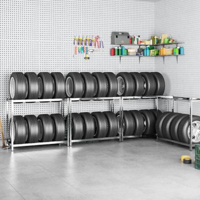VidaXL Bandenrekken 2-laags 4 st 110x40x110 cm staal zilverkleurig VidaXL Bandenrekken 2-laags 4 st 110x40x110 cm staal zilverkleurig