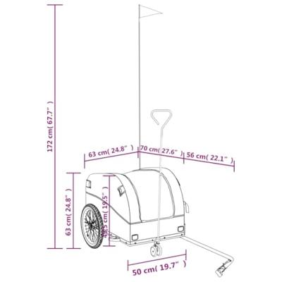 VidaXL Fietstrailer 45 kg ijzer zwart en geel VidaXL Fietstrailer 45 kg ijzer zwart en geel
