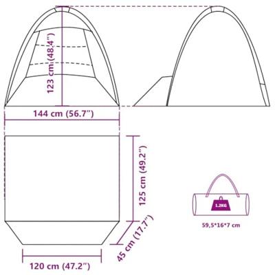 VidaXL Strandtent 3-persoons waterdicht azuurblauw VidaXL Strandtent 3-persoons waterdicht azuurblauw