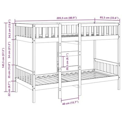 Stapelbed massief grenenhout 80x200 cm