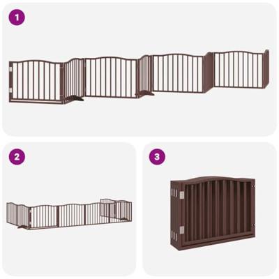 Hondenhek inklapbaar 8 panelen 640 cm populierenhout bruin