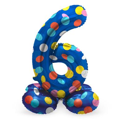Folat BV Staande folieballon colorful dots cijfer 6 - 72cm Folat BV Staande folieballon colorful dots cijfer 6 - 72cm