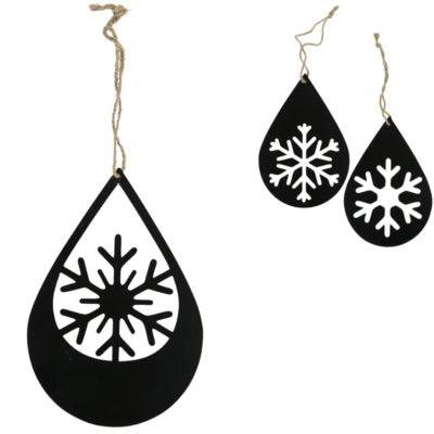 Kersthanger sneeuwvlok metaal zwart 20 cm 3 assorti | 36 stuks