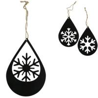 Kersthanger sneeuwvlok metaal zwart 20 cm 3 assorti | 36 stuks - thumbnail