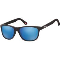 Zonnebril montana met revo blauw glas mat zwart - thumbnail