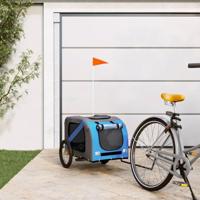 VidaXL Hondenfietstrailer oxford stof en ijzer blauw en grijs - thumbnail