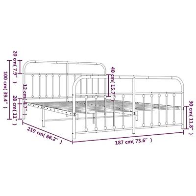Bedframe met hoofd- en voeteneinde metaal wit 183x213 cm