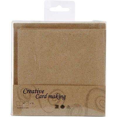 Creativ Company Kaarten en enveloppen, afmeting kaart 12,5x12,5 cm, afmeting envelop 13,5x13,5 cm, naturel, 10 set/ 1 doos - thumbnail