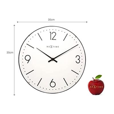 NeXtime NE-3157WI Wandklok Dia. 35 Cm, Bol Glas, Wit, 'Basic Dome' NeXtime NE-3157WI Wandklok Dia. 35 Cm, Bol Glas, Wit, 'Basic Dome'