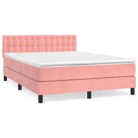 Boxspring met matras fluweel roze 140x200 cm - thumbnail