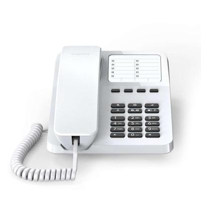 Gigaset DESK 400 - Draadgebonden telefoon met elastische kabel - ruimte voor 10 snelkiesnummers - nummerherhaling - DTMF of Pulskiezen, wit [Nederland versie]