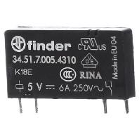 Finder 34.51.7.005.4310 Printrelais 5 V/DC 6 A 1x NO 1 stuk(s) - thumbnail