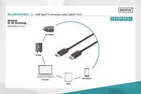 Digitus USB-kabel USB 2.0 USB-C stekker, USB-C stekker 3.00 m Zwart Flexibel, Folie afscherming, Afscherming gevlochten, Afgeschermd, Afgeschermd (dubbel), Met - thumbnail