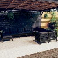 10-delige Loungeset met kussens grenenhout wit - thumbnail