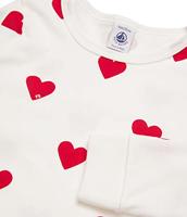Meisjespyjama hartje lange mouwen PETIT BATEAU in biokatoen hartjesmotief - thumbnail
