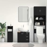 Wastafelkast 63x30x54 cm spaanplaat zwart eikenkleurig - thumbnail