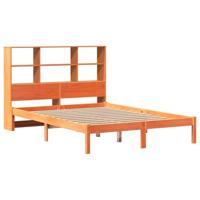 Bed met boekenkast zonder matras grenenhout wasbruin 135x190 cm - thumbnail