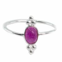 Edelsteen Ring Robijn (gekleurd) - 925 Zilver - Fancy (Maat 17) - thumbnail
