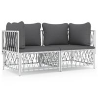 2-delige Loungeset met kussens staal wit - thumbnail