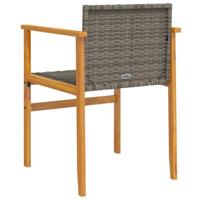 Tuinstoelen 2 st poly rattan en massief hout grijs - thumbnail