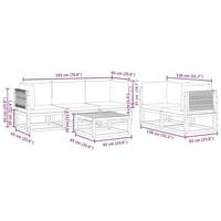 6-delige Loungeset met kussens massief acaciahout - thumbnail