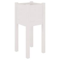 VidaXL Plantenbak 31x31x70 cm massief grenenhout wit - thumbnail