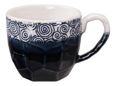 Handgemaakte Mok - Donkerblauw/Wit Keramiek - 300ml - 8,7 x 8cm