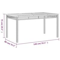 Tuintafel 140x80x75 cm poly rattan en acaciahout grijs - thumbnail