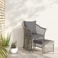 2-delige Loungeset met kussens poly rattan grijs - thumbnail