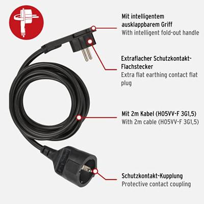 Brennenstuhl BN-1168980020 Stroom Verlengkabel 2 M H05vv-f 3g1.5 Ip20 Zwart