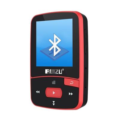 New Arrival Original RUIZU X50 Sport Bluetooth MP3 Player 8gb Clip Mini with Screen Support FM Recording E-Book Clock Pedometer Red 8GB
