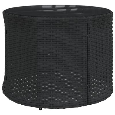 3-delige Loungeset halfrond poly rattan zwart - thumbnail