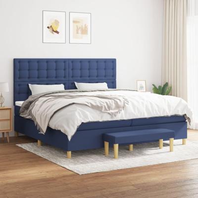 Boxspring met matras stof blauw 200x200 cm
