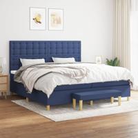 Boxspring met matras stof blauw 200x200 cm - thumbnail