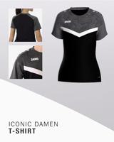 JAKO 6124D T-Shirt Iconic Dames - Zwart/Antraciet - 34 - thumbnail