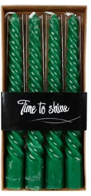 Van Manen dinerkaars twist 20cm dennengroen 4 stuks Van Manen dinerkaars twist 20cm dennengroen 4 stuks