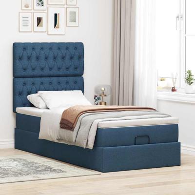 Ottoman bed met matras 140x190cm stof blauw