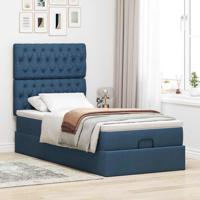Ottoman bed met matras 90x190cm stof blauw - thumbnail