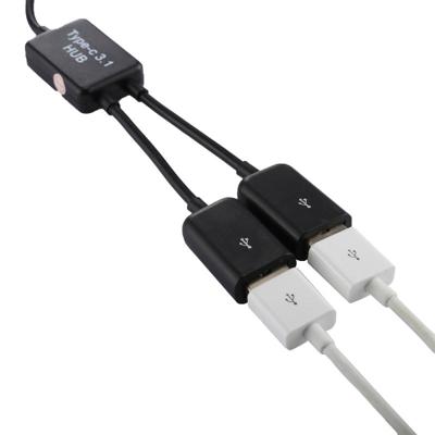 Draagbare USB-C / Type-C Male naar Dual USB poorten vrouwelijke HUB Adapter voor Macbook met PC Laptop Tablet Smartphone