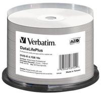 Verbatim 43744 DVD-R disc 4.7 GB 50 stuk(s) Spindel Bedrukbaar - thumbnail