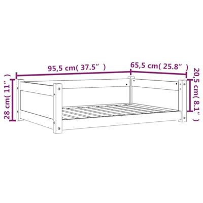 VidaXL Hondenmand 95,5x65,5x28 cm massief grenenhout wasbruin