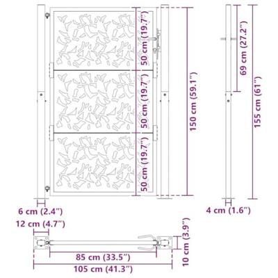 Poort met bladontwerp 105x155 cm weervast staal Poort met bladontwerp 105x155 cm weervast staal