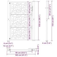 Poort met bladontwerp 105x155 cm weervast staal - thumbnail