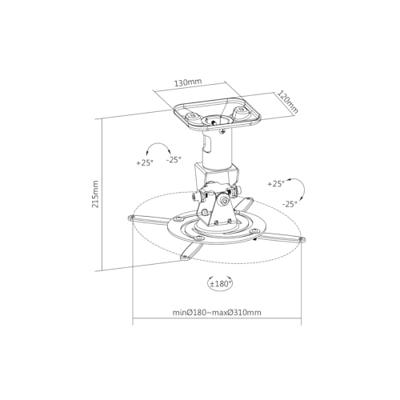 My Wall H 16-1 EWL Beamer-plafondbeugel Draaibaar, Kantelbaar, Zwenkbaar Wit