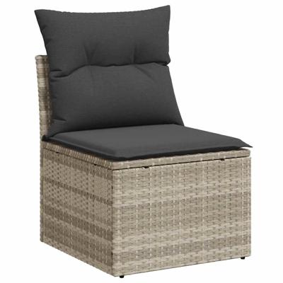 4-delige Loungeset met kussens poly rattan lichtgrijs - thumbnail