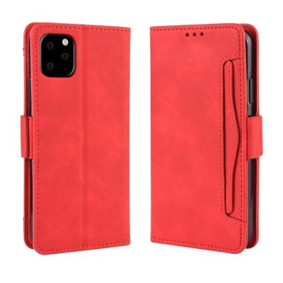 Portemonnee stijl huid voelen kalf patroon lederen draagtas voor iPhone 11 Pro Max met aparte kaartsleuf (rood)