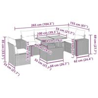 7-delige Loungeset met kussens poly rattan grijs - thumbnail