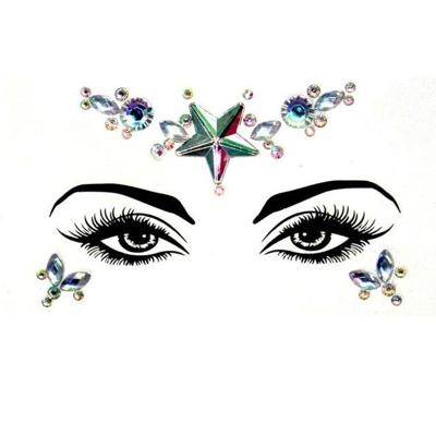 3 PC'S voorhoofd groene Masquerade make-up acryl gezicht sticker stijl: YT-46